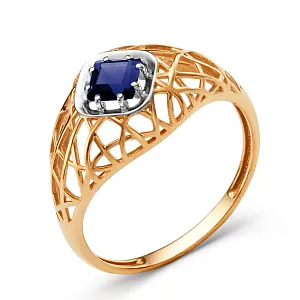 Кольцо из красного золота с корундом