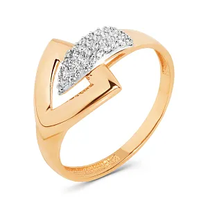 Кольцо из красного золота с фианитами