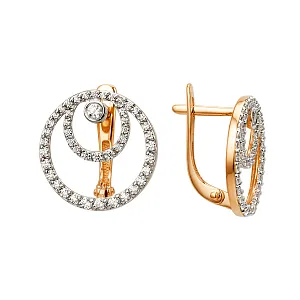 Серьги из красного золота с фианитами