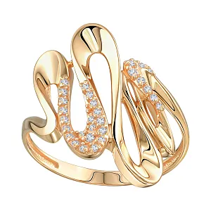 Кольцо из красного золота с фианитами