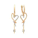 Серьги из красного золота с фианитами