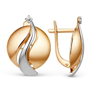 Серьги из красного золота с фианитами