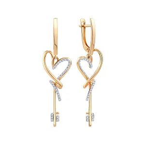 Серьги из красного золота с фианитами