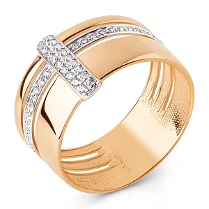 Кольцо из красного золота с фианитами