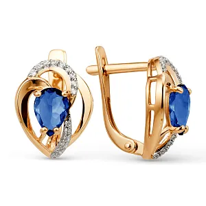 Серьги из красного золота с корундами