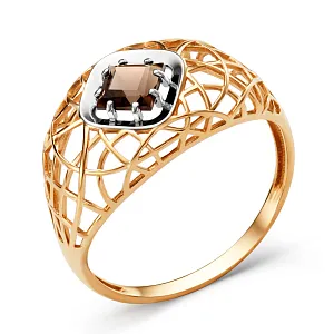 Кольцо из красного золота с раухтопазом