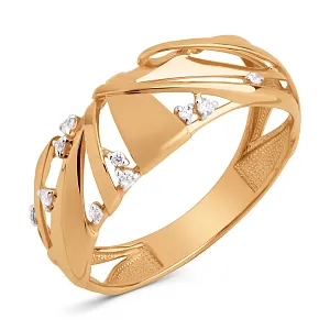 Кольцо из красного золота с фианитами