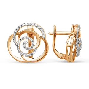 Серьги из красного золота с фианитами