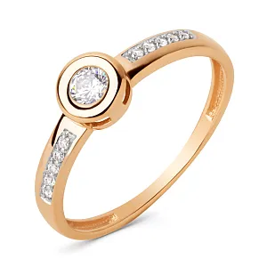 Кольцо из красного золота с фианитами