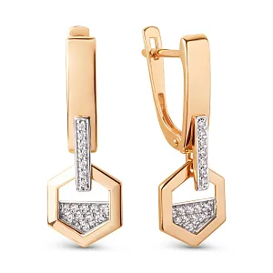 Серьги из красного золота с фианитами