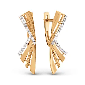 Серьги из красного золота с фианитами