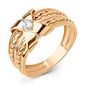 Кольцо из красного золота с фианитом