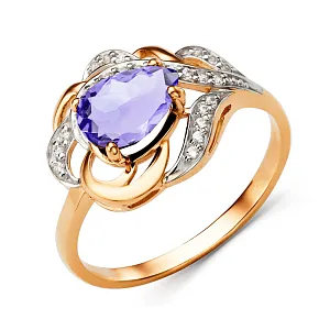 Кольцо из красного золота с аметистом