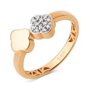 Кольцо из красного золота с фианитами