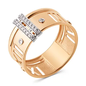 Кольцо из красного золота с фианитами