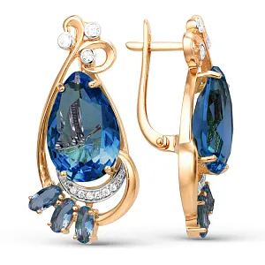 Серьги из красного золота с лондон топазами