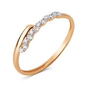 Кольцо из красного золота с фианитами