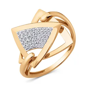 Кольцо из красного золота с фианитами