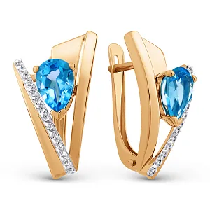 Серьги из красного золота с swiss топазами