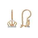 Серьги детские из красного золота с фианитами