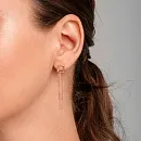 Серьги пусеты из красного золота с фианитами