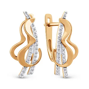 Серьги из красного золота с фианитами