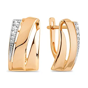 Серьги из красного золота с фианитами