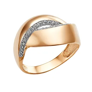 Кольцо из красного золота с фианитами