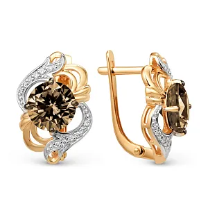 Серьги из красного золота с раухтопазами