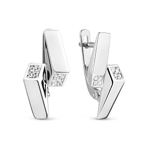 Серьги из белого золота с фианитами