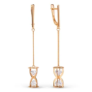 Серьги из красного золота с фианитами