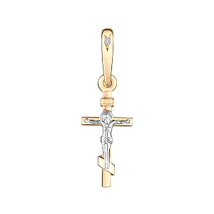 Крест из красного золота с бриллиантом