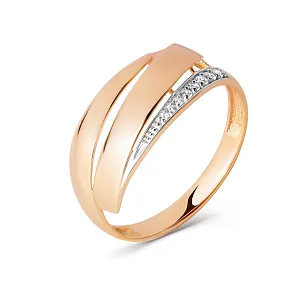 Кольцо из красного золота с фианитами