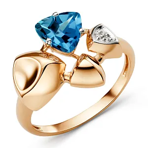 Кольцо из красного золота с лондон топазом