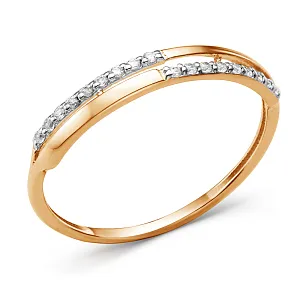 Кольцо из красного золота с фианитами