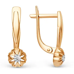 Серьги из красного золота с фианитами