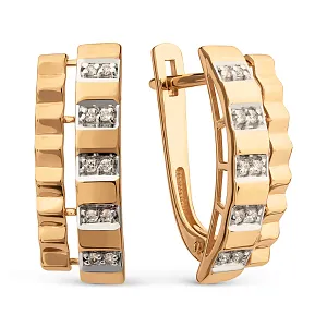 Серьги из красного золота с фианитами