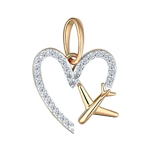 Подвеска из красного золота с фианитами