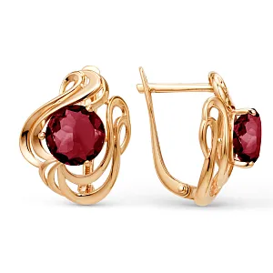 Серьги из красного золота с корундами