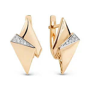 Серьги из красного золота с фианитами