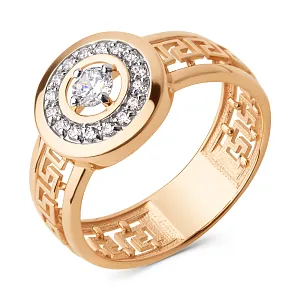 Кольцо из красного золота с фианитами