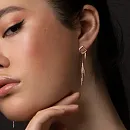 Серьги пусеты из красного золота с фианитами