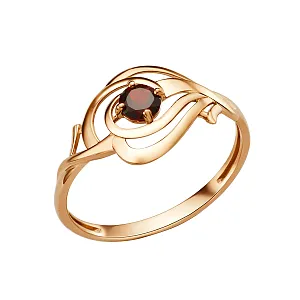 Кольцо из красного золота с гранатом