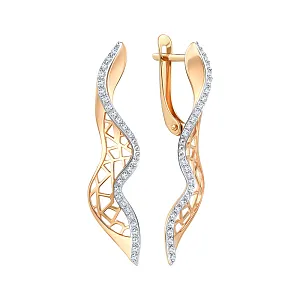 Серьги из красного золота с фианитами