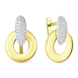 Серьги из желтого золота с фианитами