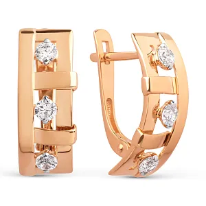 Серьги из красного золота с фианитами