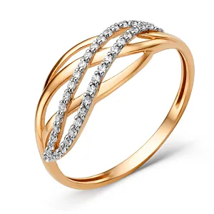 Кольцо из красного золота с фианитами