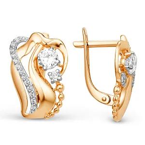 Серьги из красного золота с фианитами