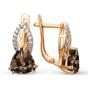 Серьги из красного золота с раухтопазами