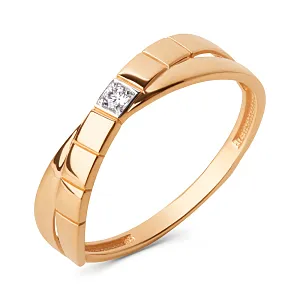 Кольцо из красного золота с фианитом